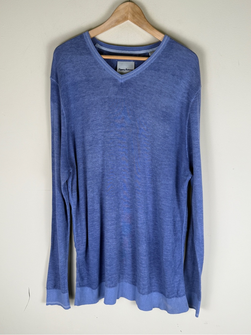 Tommy Bahama Seaglass Silk Cotton Cashmere V-Neck Long Sleeve Knit Top Size XL